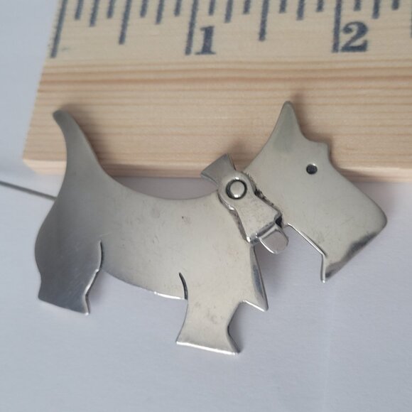 Scottie Terrier Dog Pin Sterling Silver Vintage Taxco Dog Lover Brooch - Picture 10 of 15